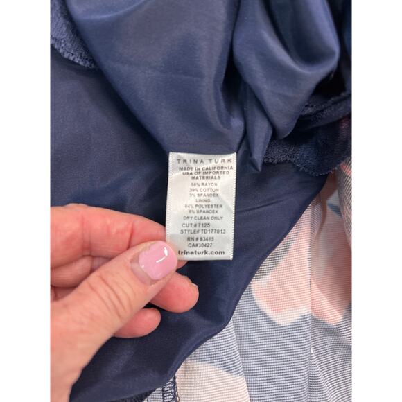 Trina Turk Devoted Floral-Print Pleated Sleeveless Dress, Multi. Size 14 - Picture 9 of 9